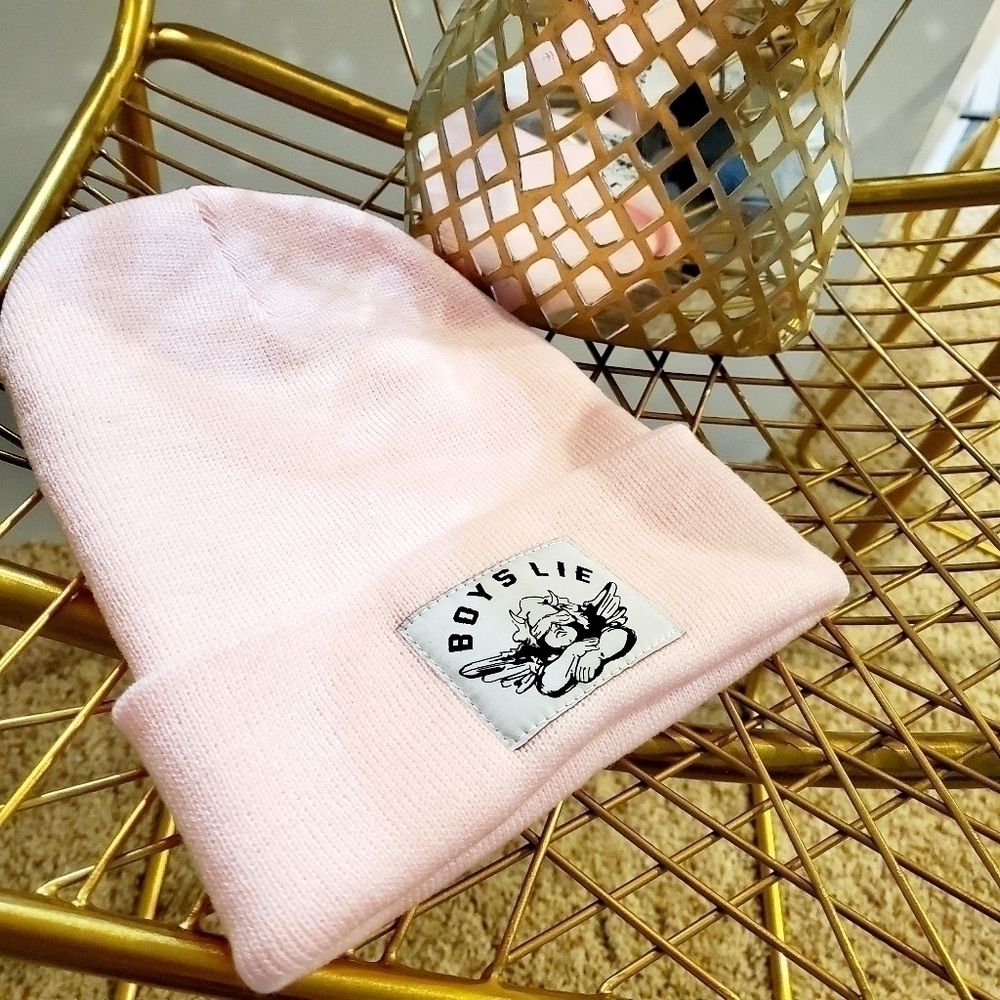 𝅺Boys Lie | Baby Pink OG Beanie - Picture 2 of 4